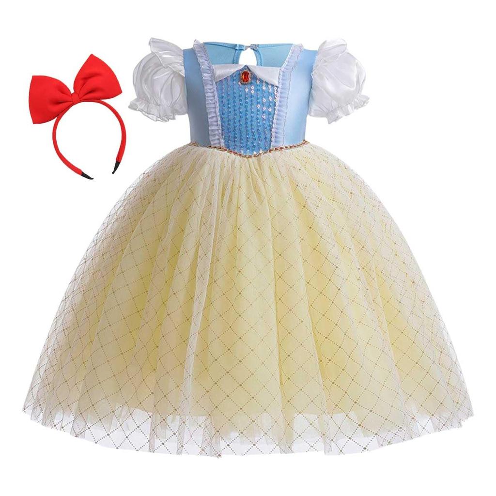 [monoii] Princess Dress Snow White Cosplay Kids Princess Costume Halloween Fancy Dress for Girls E0567-2 (120)