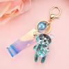 Cartoon Car Charm Acrylic Key Fob Liquid Keyring Backpack Pendant Glitter Bear Quicksand Keyring