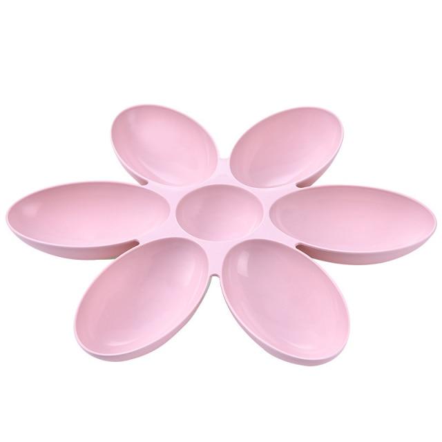 Dog Feeding Bowls 6 Connected Bowls for Small Dogs Cats Petal Shape Water Food Feeder Bowls Feeding 6 Pets Eat The Same Time