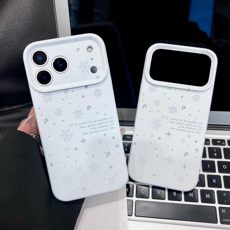Ins Winter Snowflake Liquid Silicone Phone Case For iPhone 17 16 15 14 13 12 11 Pro Max Plus Air Camera Control Button Cover