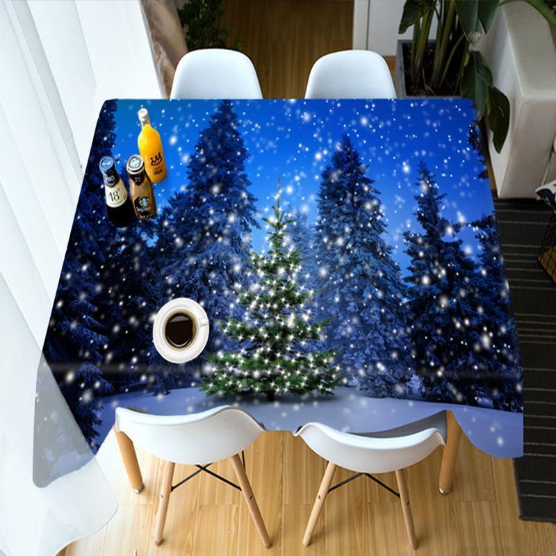 Скандинавский стиль Снежная Рождественская елка Узор Прямоугольная Круглая Мягкая Утолщенная Хлопковая Праздничная Скатерть Пылезащитный Чехол Полотенце