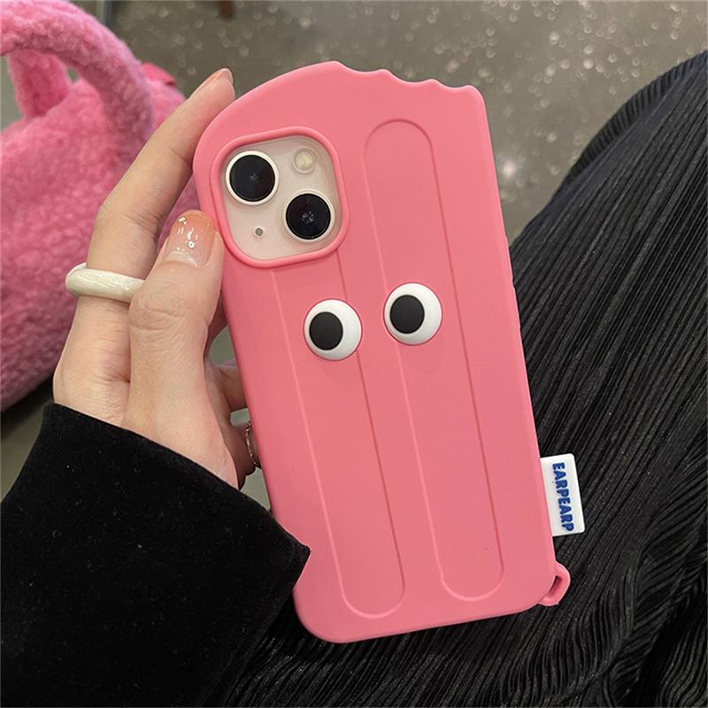Ins милый мультяшный розовый чехол для телефона с мороженым для Iphone 13 12 11 Pro Xs Max X Xr 7 8 Plus Se 3, силиконовая мягкая задняя крышка с забавными глазами