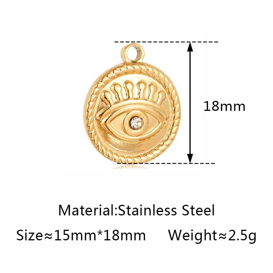 3pcs Stainless Steel Gold Color Plated Rhinestone Evil Blue Eye Charms Necklace Bracelet Earring DIY Jewelry Making Accessories