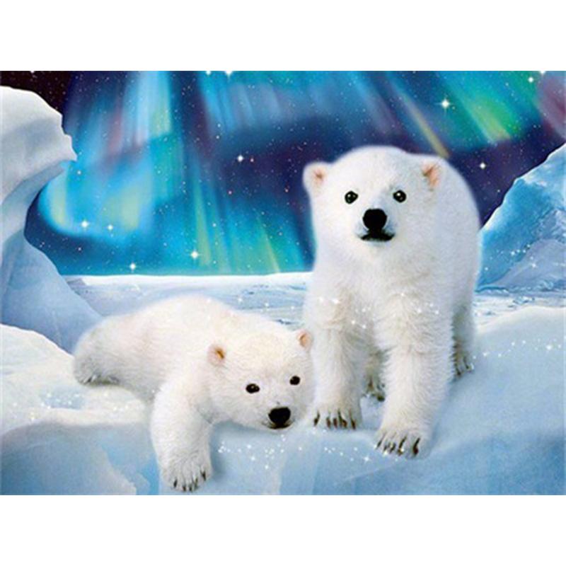 5D DIY Diamond Painting Full Round Drill Diamond Embroidery Animal Polar Bear Picture Mosaic Rhinestone Home Decoration