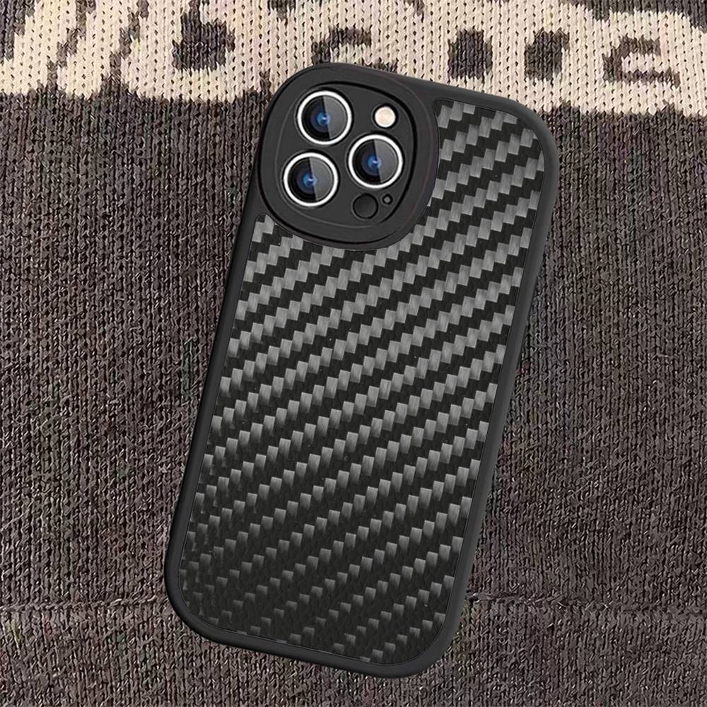 Чехол Fundas из кованого карбона и кожи для IPhone 16 16e 15 14 13 12 11 Pro Max Plus Mini
