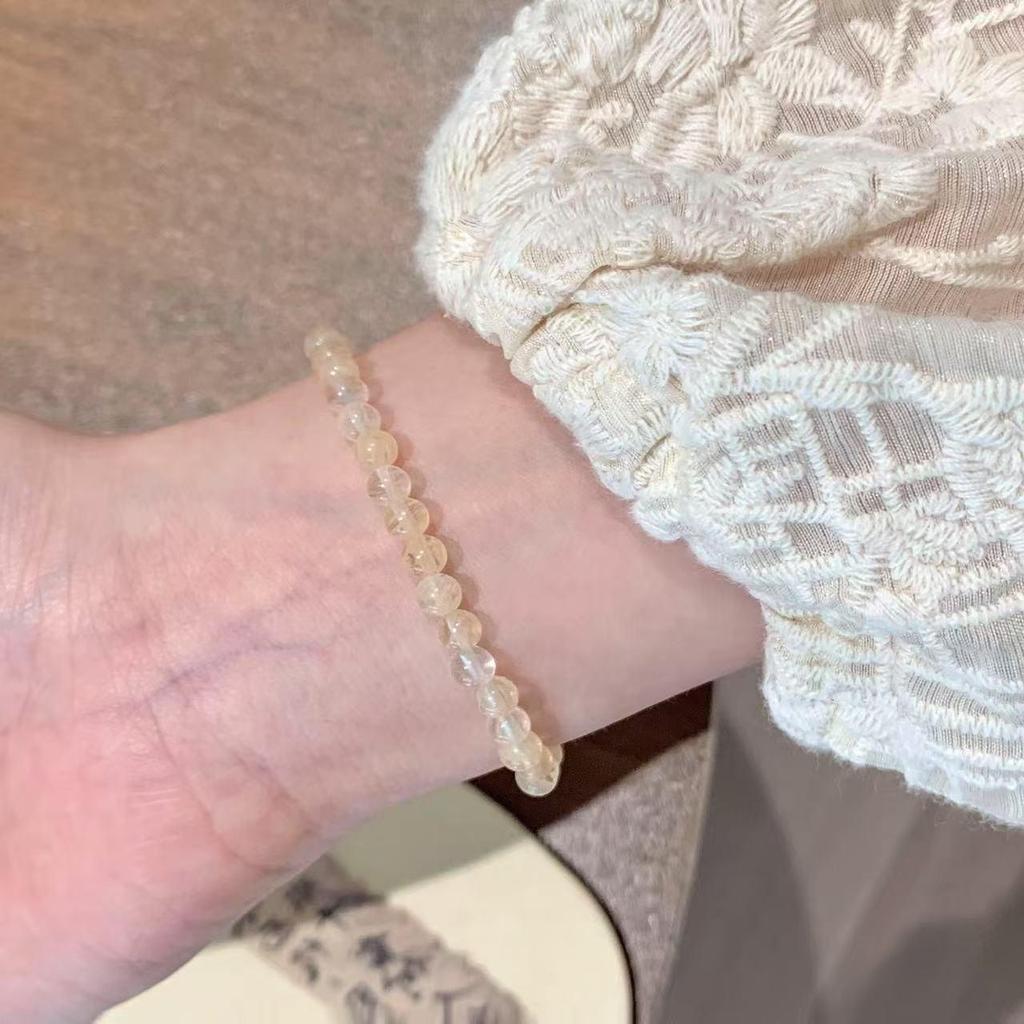 Браслет из золотистого рутилового кварца в китайском стиле 2024 года - Женский ретро-дизайн, Бусины из тонкого желтого кварца