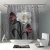 1 шт. Шторка для ванной с цветочным принтом розы, 12 крючков, 3D-цифровая печать, шторка для душа, модная, полиэстер, водонепроницаемая, декор для ванной