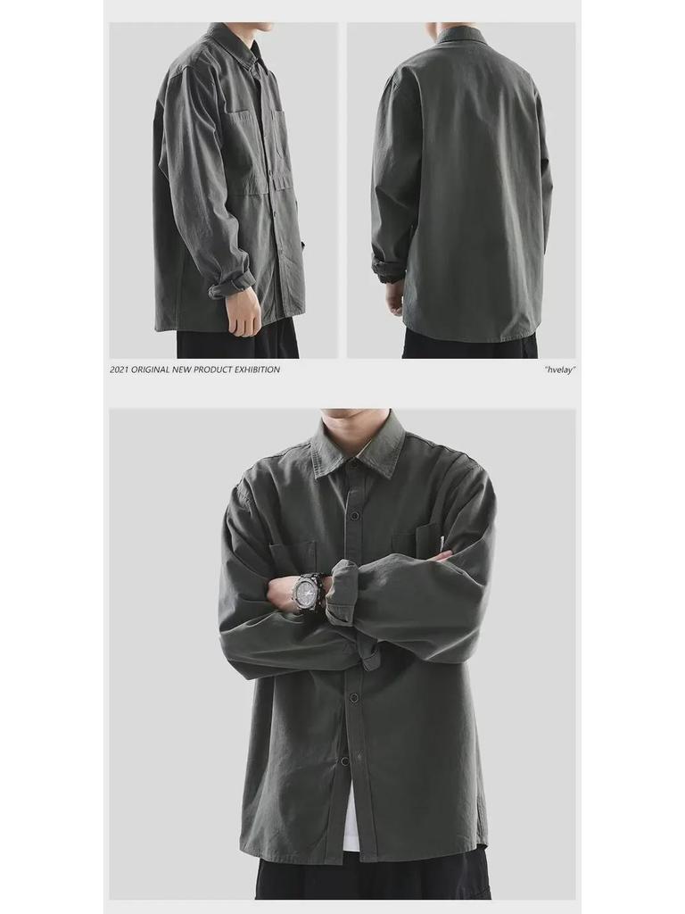 Модная рубашка в стиле Харадзюку с длинными рукавами в японском стиле в стиле ретро для мальчиков