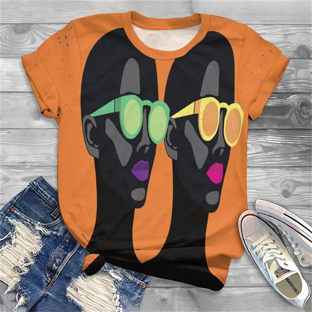Летние футболки с принтом «Africa Girl» в формате 3D, женская уличная одежда, повседневная мода в стиле Харадзюку, Y2k, футболки с коротким рукавом, футболки с круглым вырезом, топы, одежда