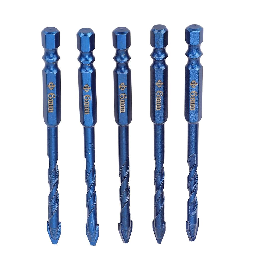 5 Pcs Eccentric Drill Bit 6mm Drilling 14in Hex Shank Tungsten Steel Crooked Drill Bit for Masonry