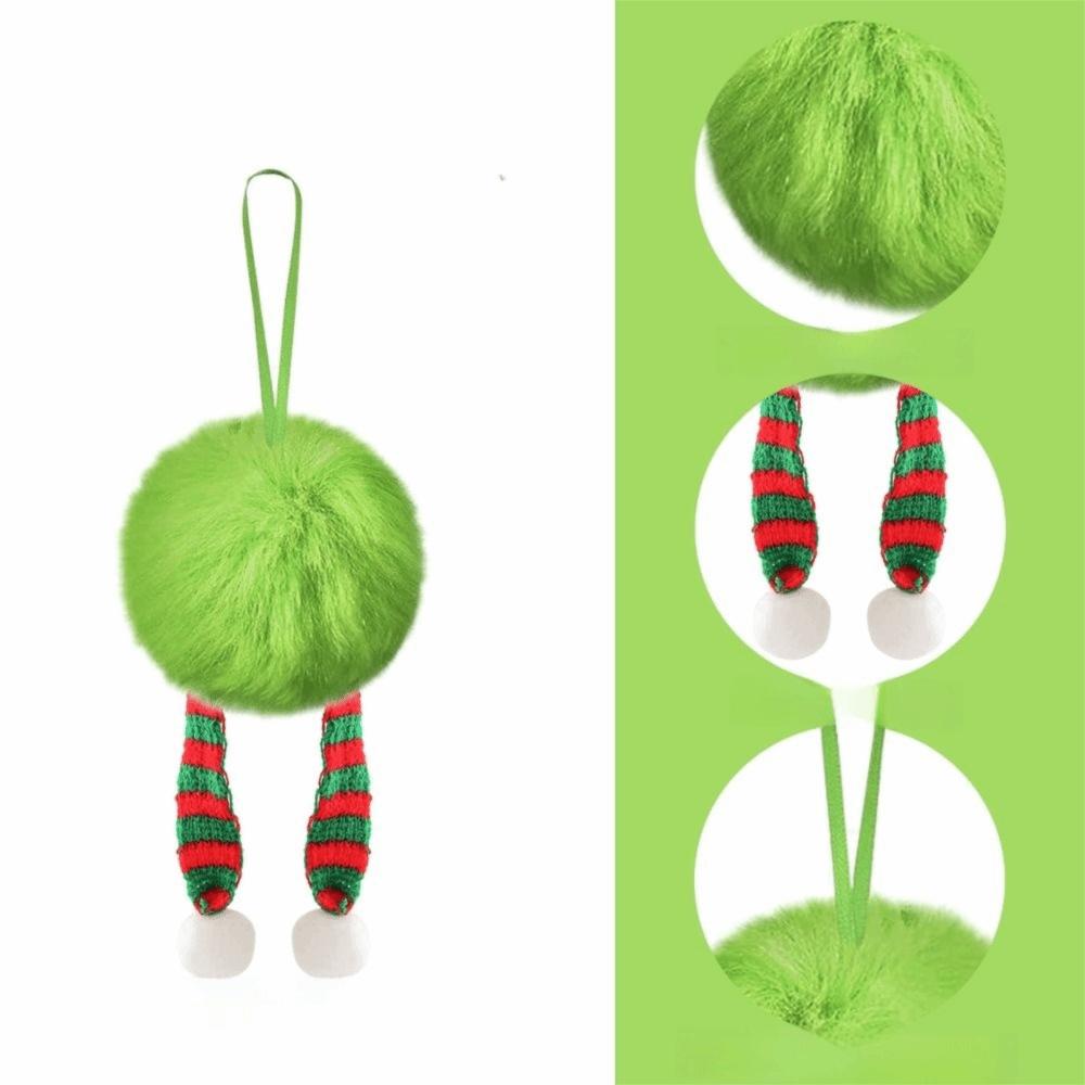 Furry Christmas Ball Lime Green DIY Christmas Tree Decoration Ball 6cm with Bow Christmas Hanging Decorations Navidad