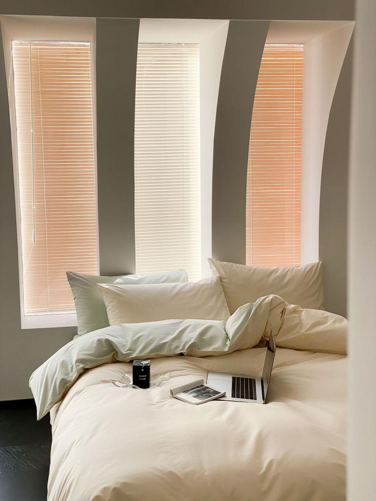 Сплошной цвет в скандинавском стиле, комплект из четырех предметов из чистого хлопка, простыня из хлопка, пододеяльник, простой комплект из трех предметов, пододеяльник