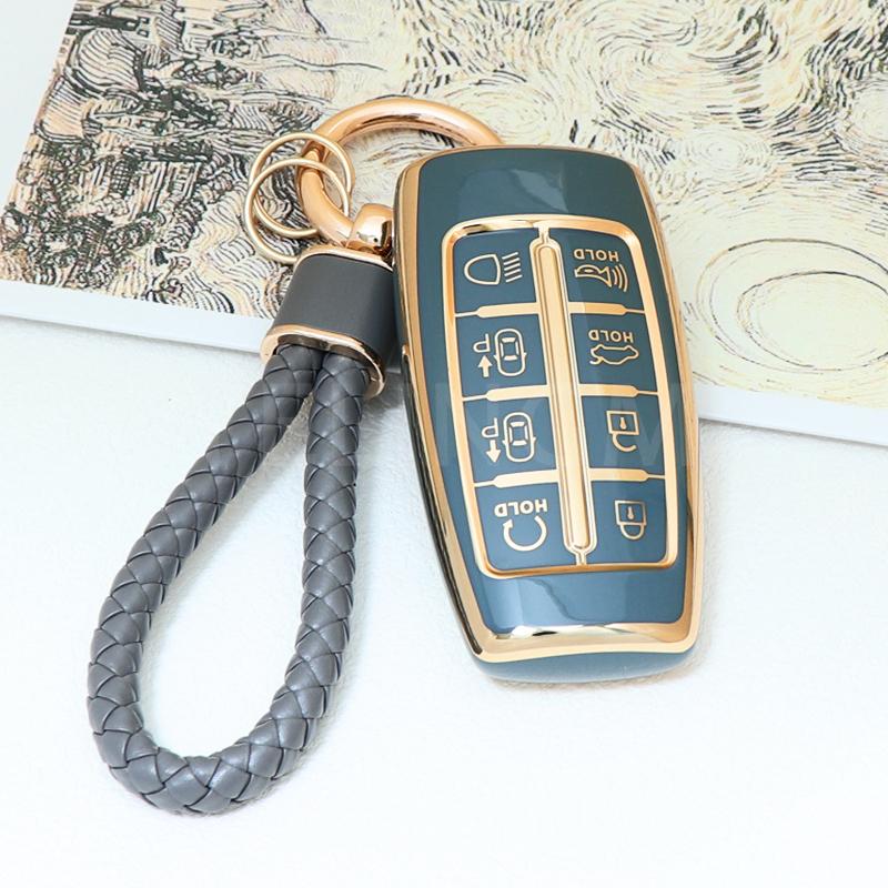 TPU 8 Кнопок Чехол-Кейс для Ключа Автомобиля Для Hyundai Genesis G80 GV70 GV80 2019 2020 2021 2022 Держатель Пульта Дистанционного Управления Автоаксессуары