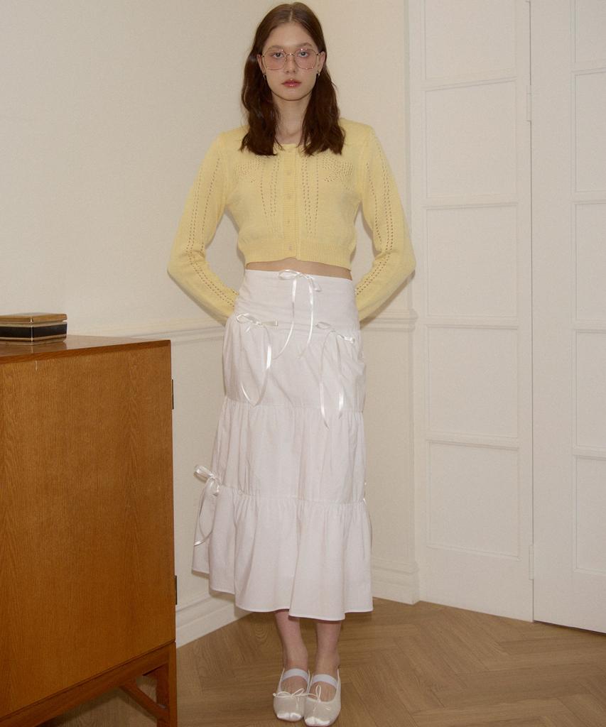 Salon De Yon Romantic Ribbon Long Skirt_ White