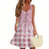 Женское летнее платье с карманом, без рукавов, сарафан с сетчатым принтом