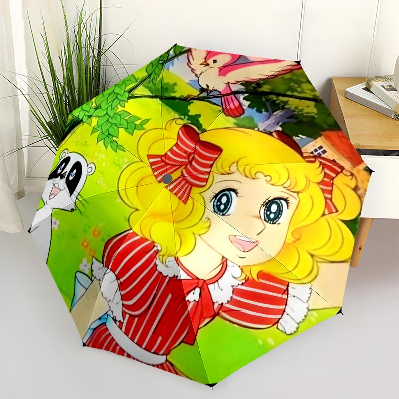 Модный складной зонт Candy Candy с автоматическим открытием/закрытием. Портативный и складной, идеально подходит для подарка, путешествий и повседневного использования.