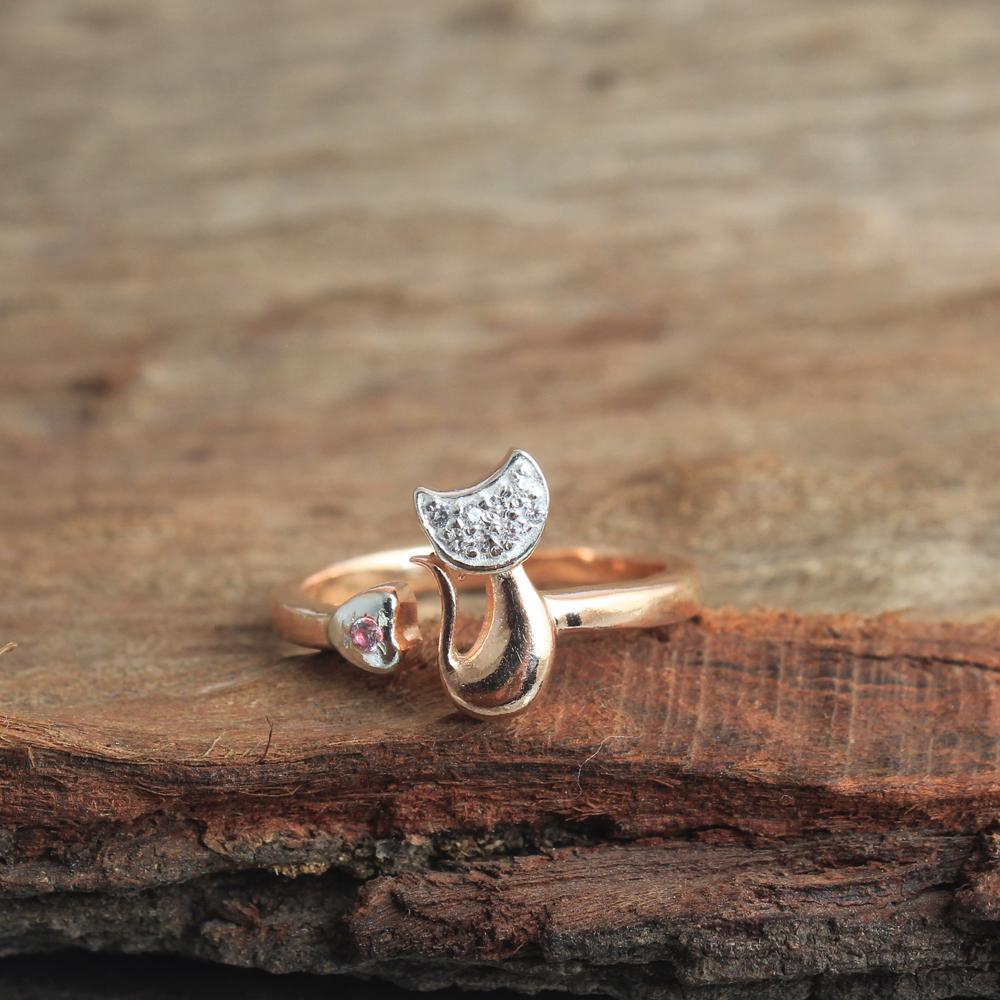 Кубический цирконий с покрытием из розового золота, кольцо с котенком, 100% стерлингового серебра 925 пробы, женские украшения