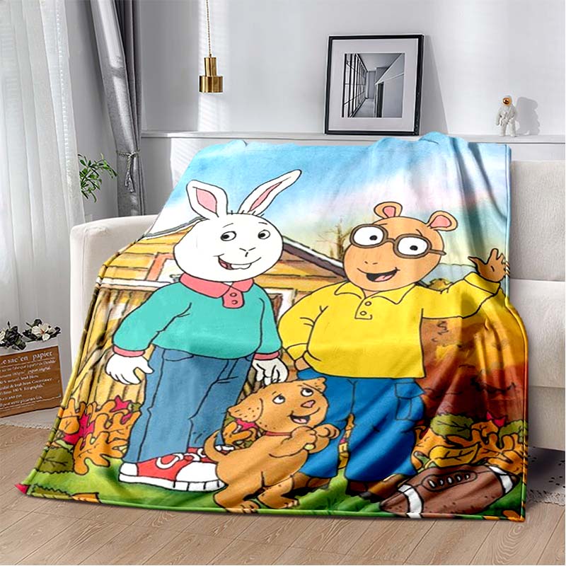 Arthur Aardvark Polka Dot Flannel Throw Blanket Vintage Sofa Cover Pet Dog Bedroom Decor Blanket Gift For Cartoon Fan