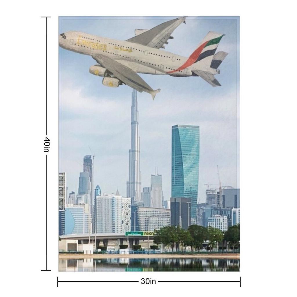 Плед Emirates Airbus A380, летящий над Дубаем, Туристический термоплед, Пледы для пикника, Декоративные пледы для диванов