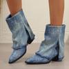2024 New Women's Shoes Hot Selling Pointed Toe Denim Comfortable and Versatile Women's Boots Spring and Autumn Short Boots