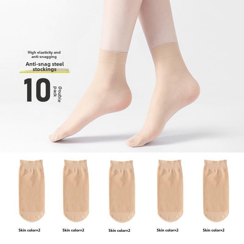 Женские прозрачные нескользящие короткие носки Bonas - весна/лето, тонкий кристаллический шелк, хлопковая подошва, анти-цепляние, износостойкие.