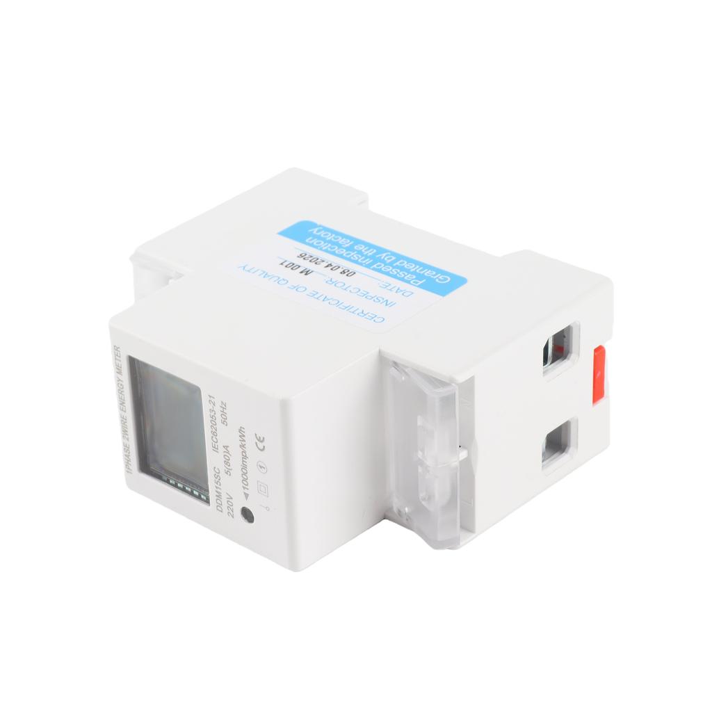 LCD Digital Display Single Phase DIN Rail Energy Meter 5 80A 50Hz Electronic KWh Meter Power Consumption Monitor DDM15SC