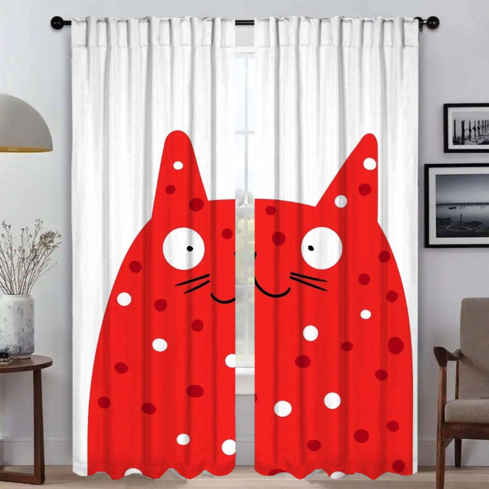 Home Interior Curtains for Camera Funny Cat Curtains Child Room Tulle for Bedroom Living Room Curtain Halloween Decoration Panel