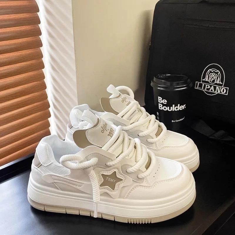 Fashion Woman Shoes Platform Sneakers Star Design Lace Up Skateboard Flat Outdoor Running Sports Shoes Tennis Jogging Sneakers Zapatos
