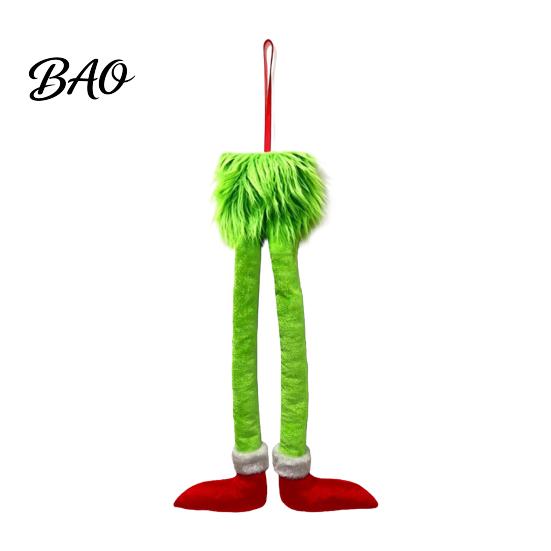 Funny Christmas Car Ornaments Elf Legs Hanging Ornament, Tree Decor with Soft Seasonal Interior Embellishments Plush, Red Green Holiday Pendant