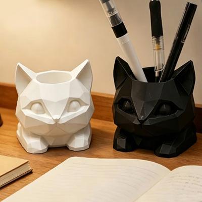 3D-печатница для ручек в виде кота Милый лежащий котенок Настольный органайзер Практичный дизайн для хранения PLA Настольный декор для офиса дома Подарок