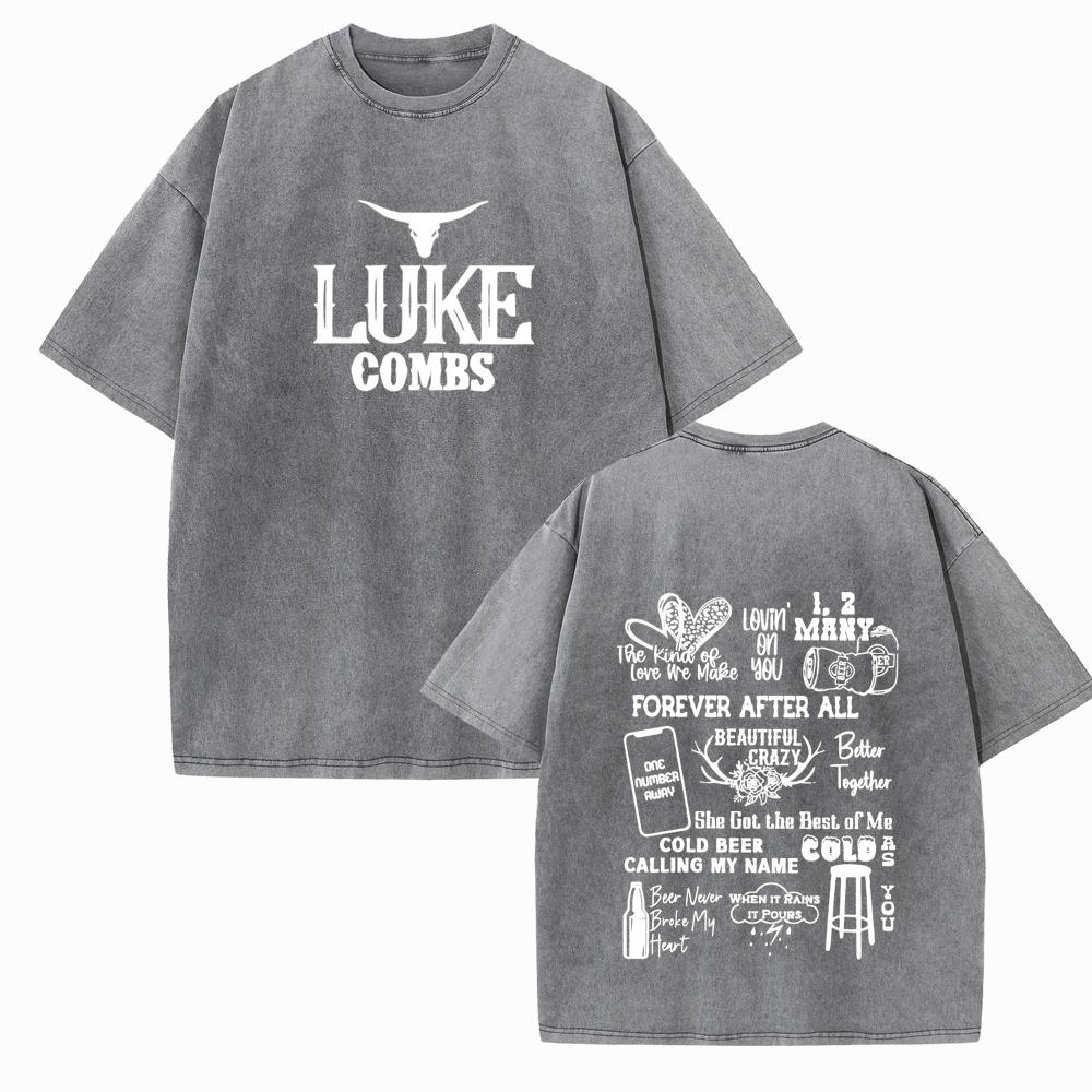 Luke Combs Tour Shirts Vintage Harajuku Summer Unisex O-Neck Short Regular Sleeve Cotton T-Shirts