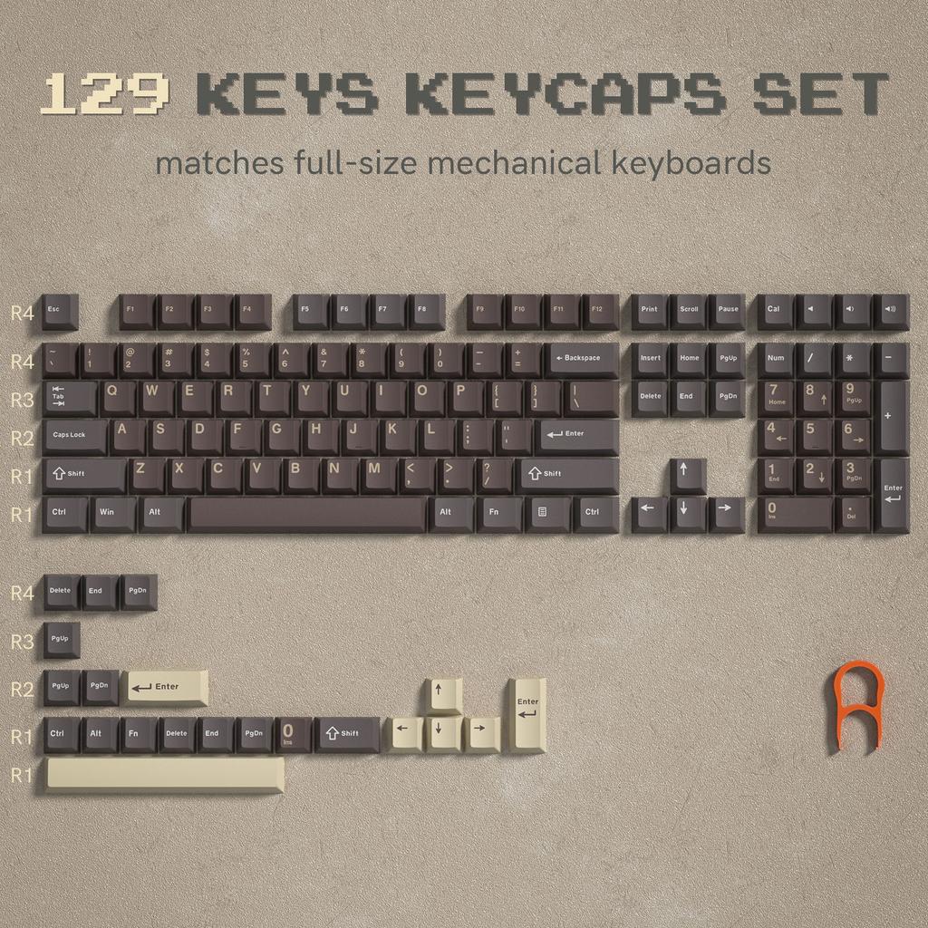 Xiaomi Womier 138 Keys Retro Brown Gray PBT Keycap Double Shot Cherry Profile Key Caps for Cherry MX Switches Mechanical Gamer Keyboard