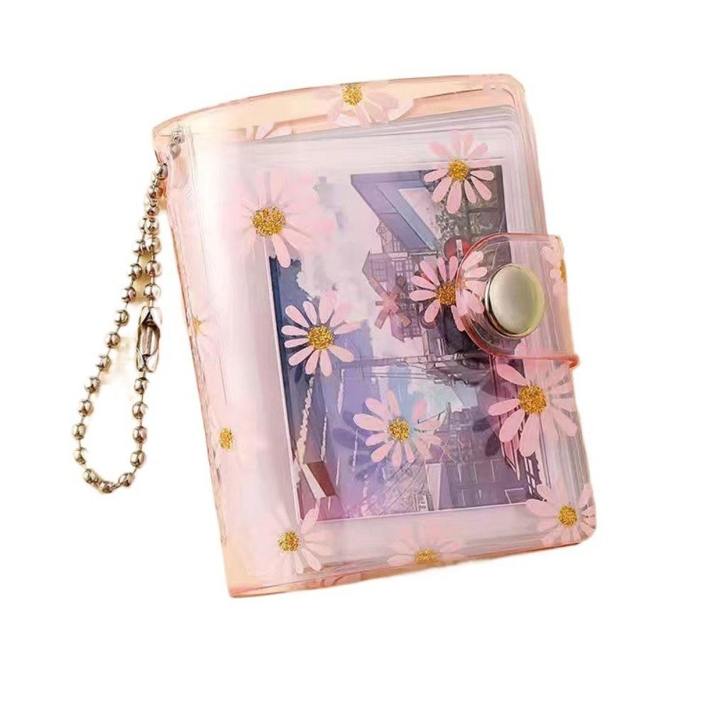 With Buckle Daisy Photo Album Thickened Pocket Keychain Album Mini Card Holder  Birthday Gift