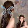 Hair Claw Colorful Clear Glitter Tassel Butterfly Side Clip Fairy Ear Headwear Crystal Hairpin