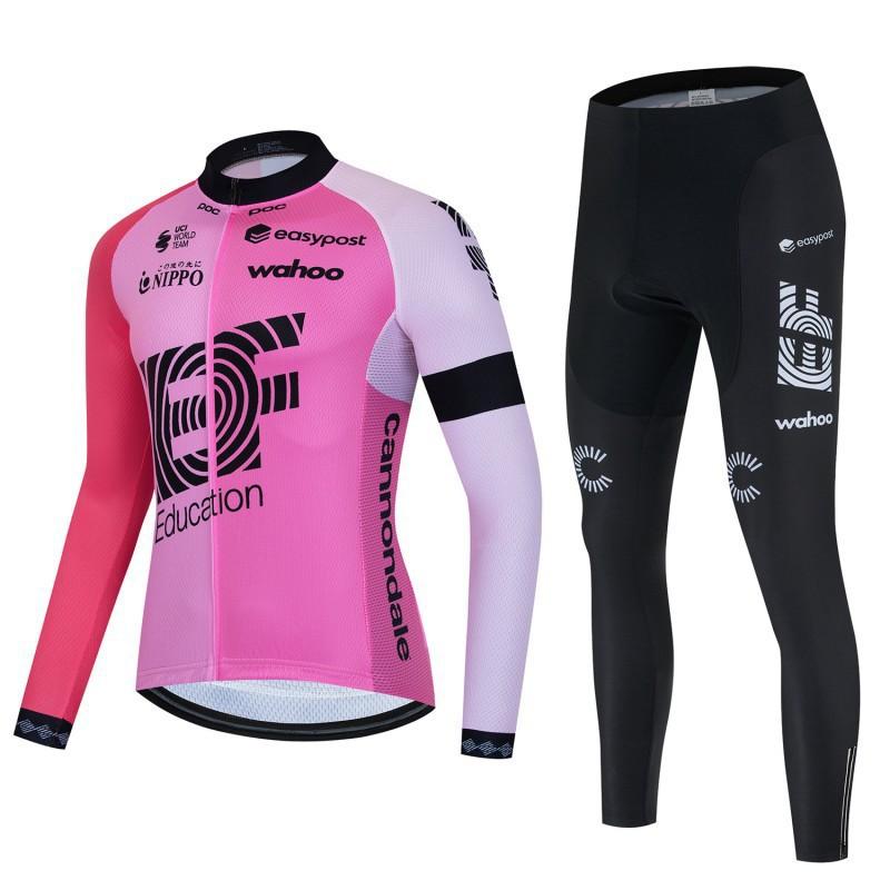 Mens Long Sleeve Cycling Jersey Set Breathable Quick-Dry Road Bike Outfit With Team Designs