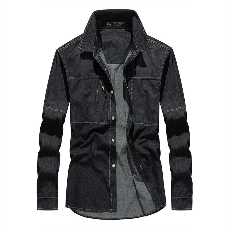 Новая мужская рубашка свободного покроя из денима на весну и осень, повседневная рубашка в стиле ретро для молодежи и среднего возраста, мужская рубашка в дюймовом стиле