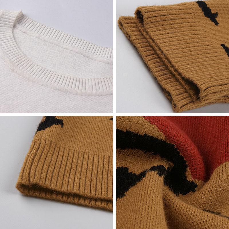 Женский осенне-зимний вязаный свитер, джемпер, пуловеры, топ с круглым вырезом, длинный рукав, леопардовый пэчворк, хаки, коричневый, серый, армейский зеленый, S-XL