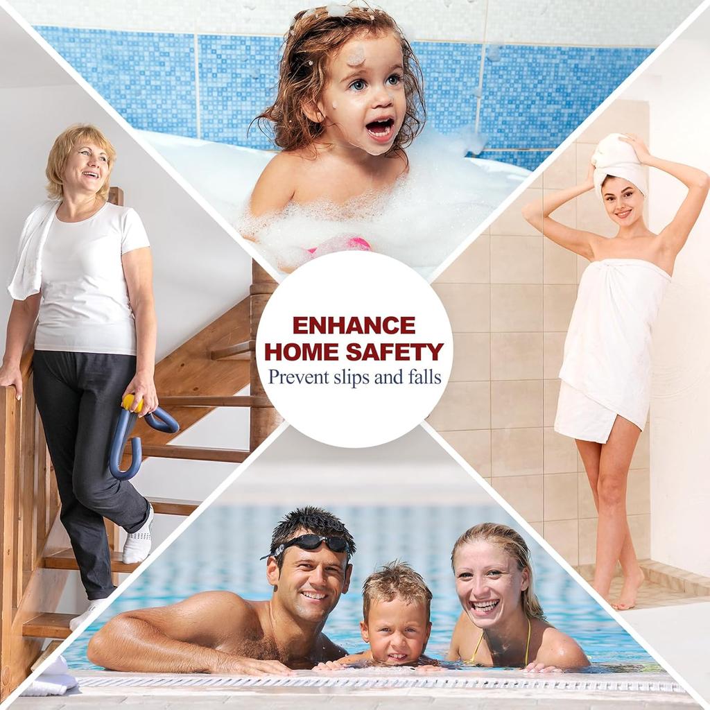 28 PCS Shower Floor Non Slip Stickers with Strong Adhesive, Invisible & Durable Anti Slip Shower Stickers with Scraper for Bath Tub, Pools and