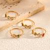 French Niche Diamond Ring, High-end Non-fading Gold Ring Simulation Women's Light Luxury Jewelry