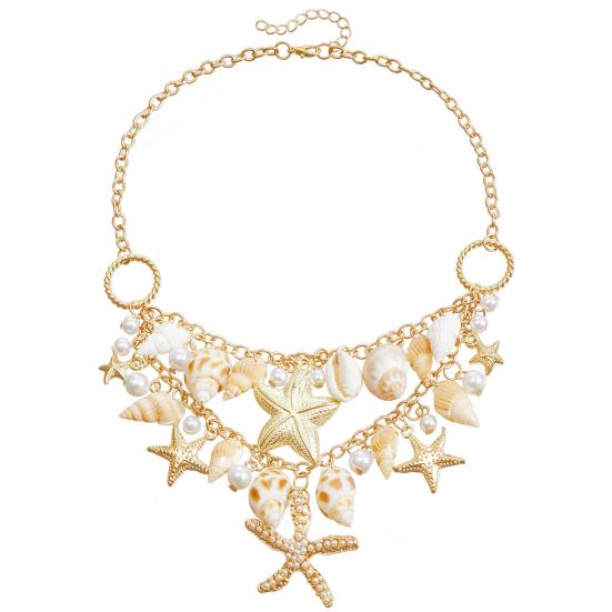 Bohemia Style Beach Waist Chain Imitation Pearl Starfish Conch Charm Vacation Body Chain Belly Chain Jewelry Gift