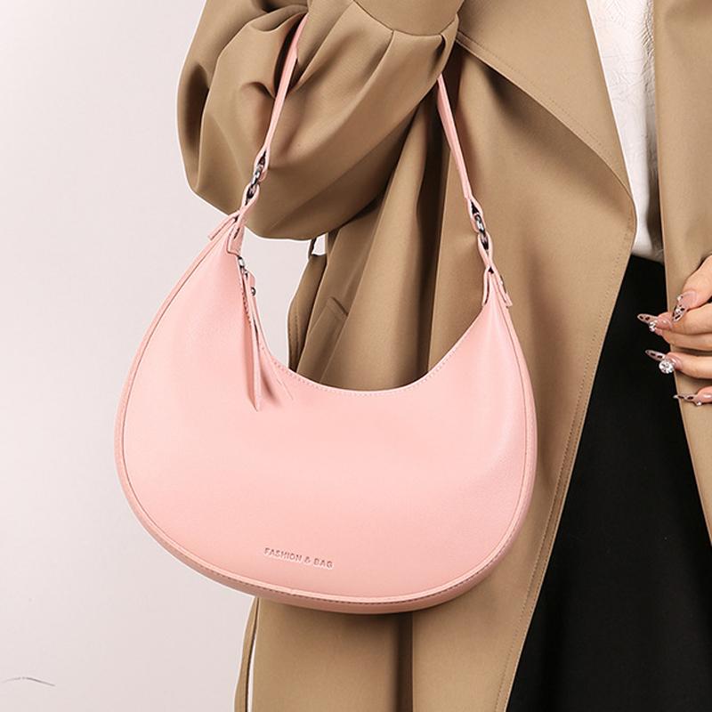 FLYING STARS Spring Solid Color Half Moon Bag Trendy Korean Single Shoulder Diagonal Cross Handheld Underarm Bag