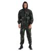 Mens Waterproof Jumpsuit Reflective Strip Rainsuit Long Sleeve Hooded Raincoat Zipper Coverall Workwear