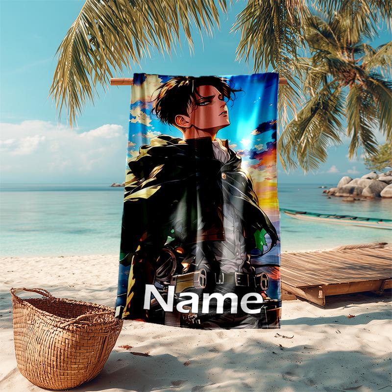 Personalized customized proof beach towel with Attack on Titan  pattern - soft, absorbent, quick-drying, perfect swimming, camping&bathing