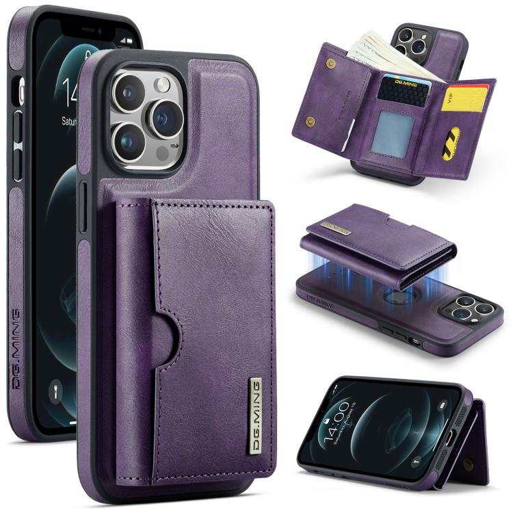 DG.MING M6 Series RFID Tri-fold Card Bag Removable Leather Phone Case