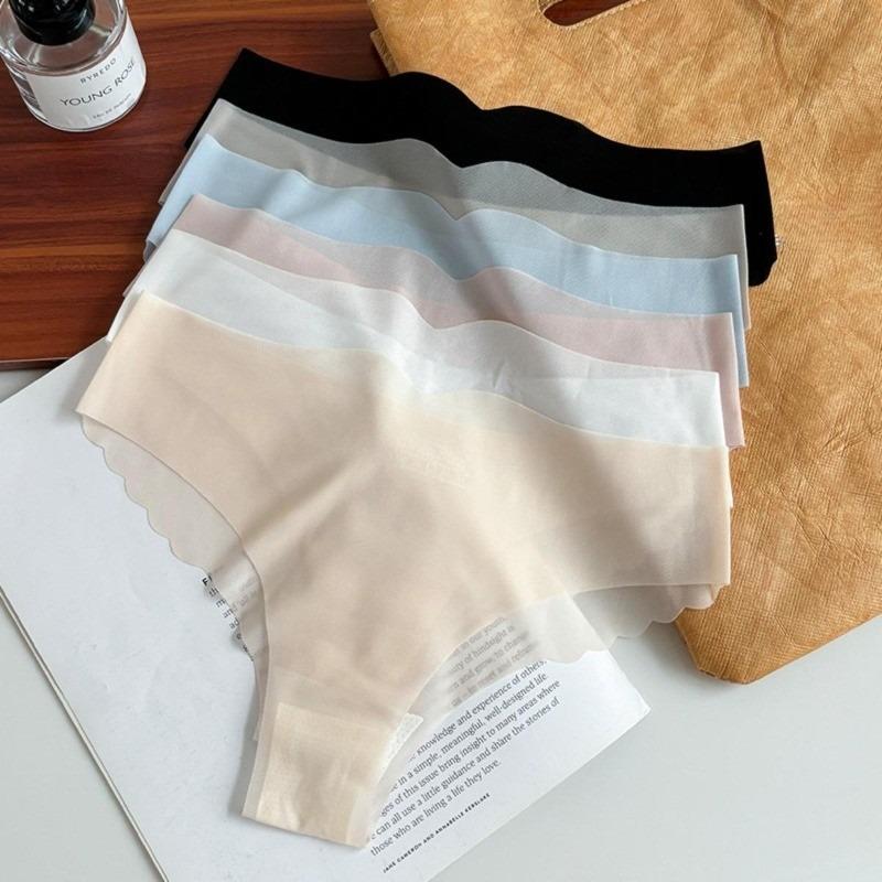 Женские прозрачные трусики Ice Silk с низкой талией, сексуальное однотонное нижнее белье с волнистым краем в форме буквы Т