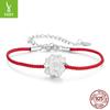 S925 Sterling Silver Lotus Red Rope Bracelet Women'S Exquisite Three-Dimensional Flower Lucky Bracelet Bracelet Jewelry