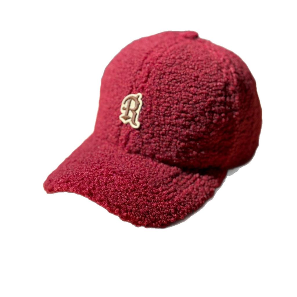 New autumn and winter thickened warm lamb wool baseball cap for women, wide brim, makes the face look smaller, suitable for large head sizes, trendy