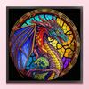 Full Embroidery Eco-cotton Thread 11CT Printed Stained Glass Dragon Cross Stitch