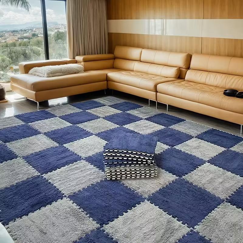 Коврик-пазл из ЭВА-пены с плюшевым покрытием, 30x30 см, мягкие ковровые плитки, игровой коврик, нескользящий ковер-пазл для домашней гостиной