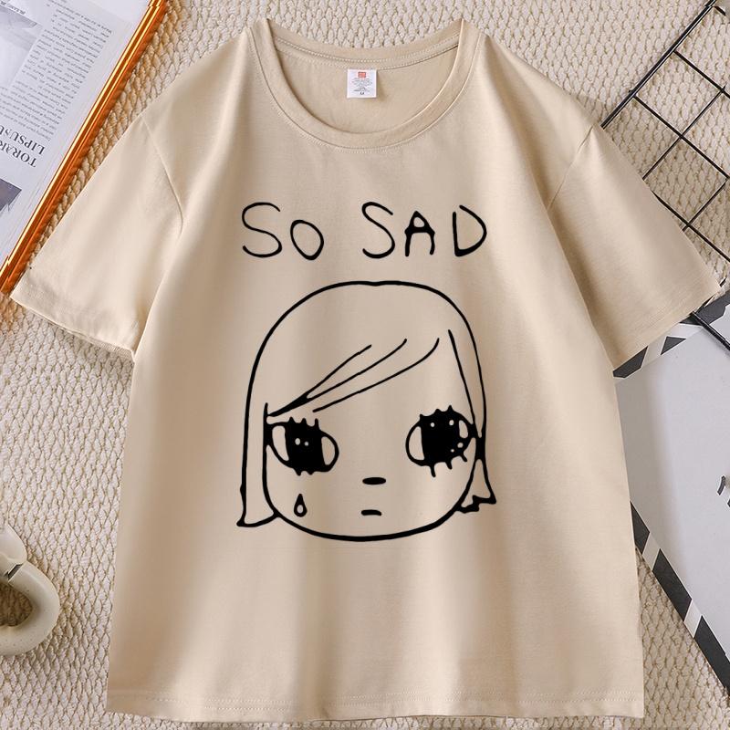 Yoshitomo Nara Sad Vintage Tshirt Vintage Japan Party Cotton Short Sleeve Tshirt Unisex Women Casual Round Neck Printed Tees